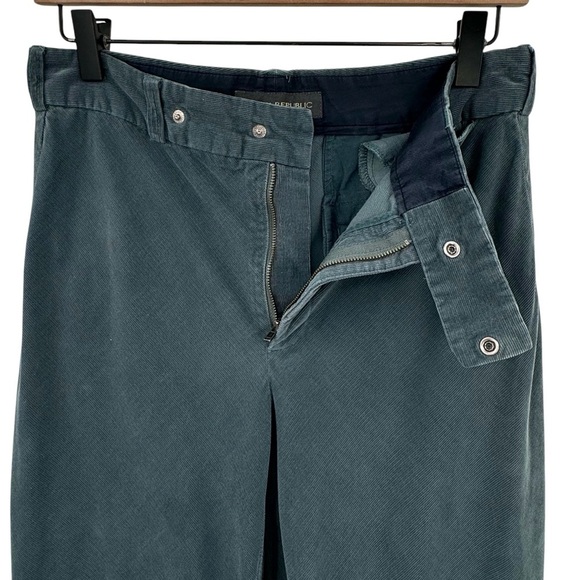 Vintage 2000 Banana Republic Corduroy Trouser Pants Mid Rise Wide Leg Teal | 6 - Picture 9 of 14